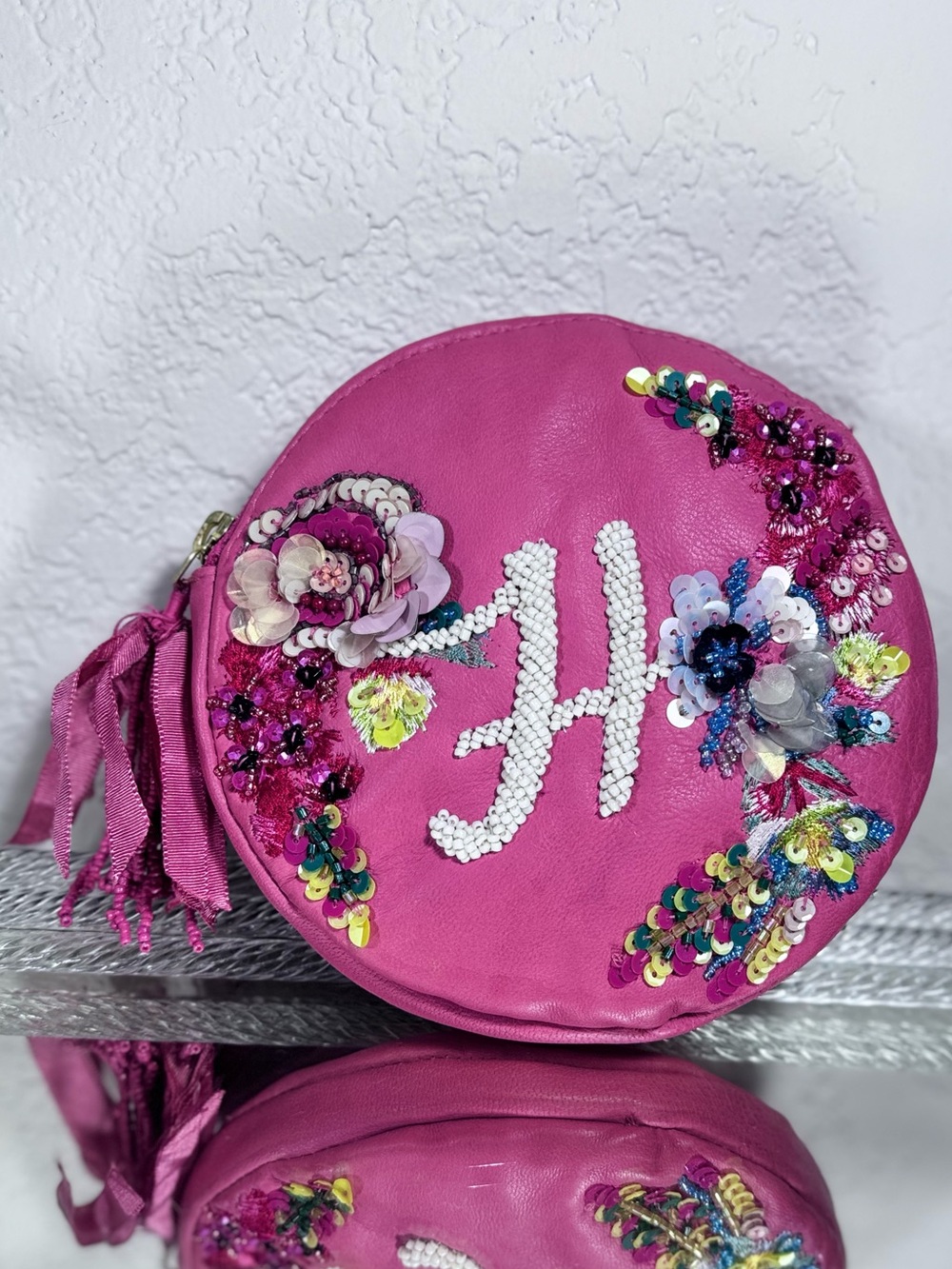 Anthropologie x Anna Harlow Russo Beaded Pouch/Purse, Monogram “H” Initial